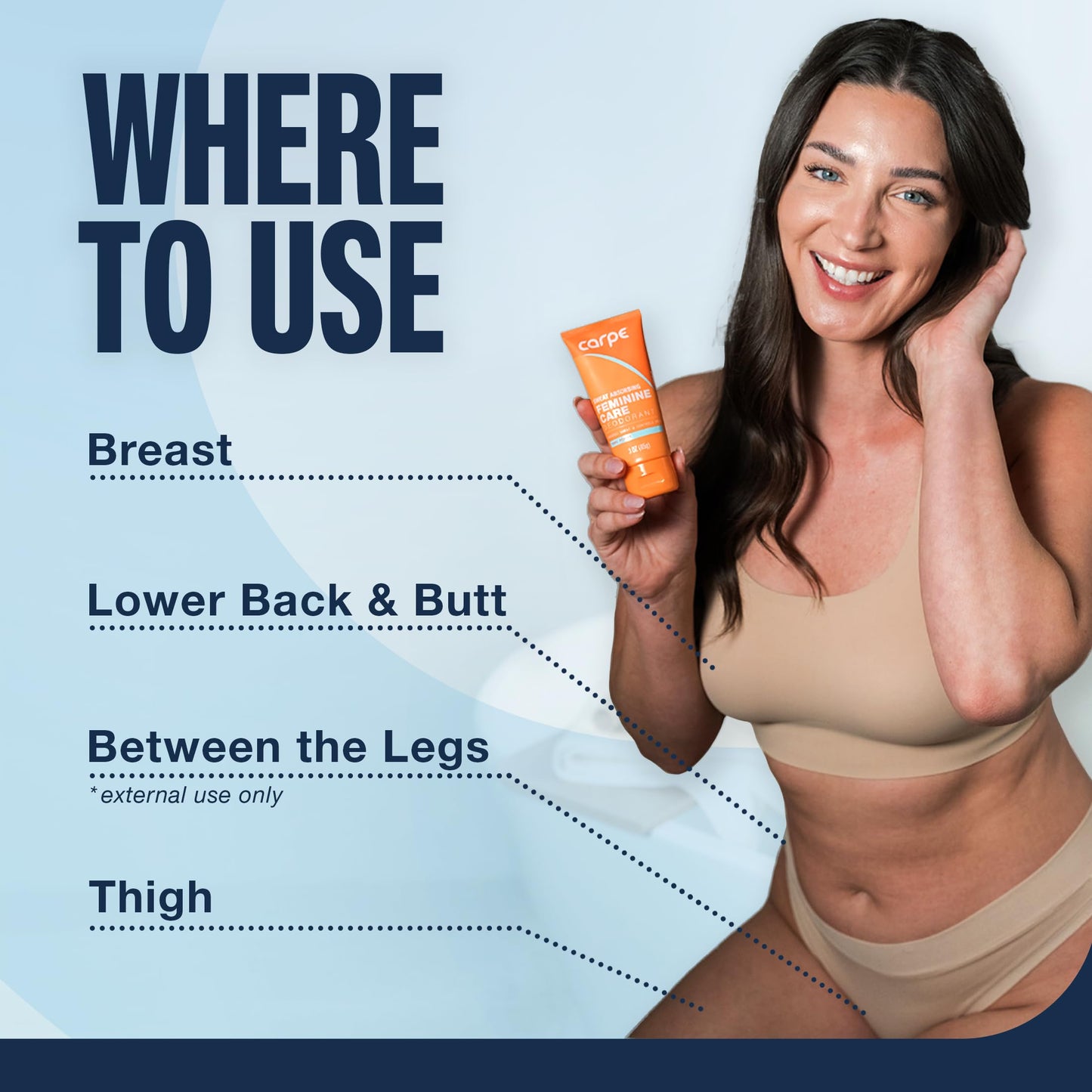 NEW Carpe Feminine Care Intimate Deodorant for Women, pH Balanced and Sweat Absorbing Whole Body Deodorant, Gynecologist Tested, Safe for Private Parts, Vanilla Peach Scent