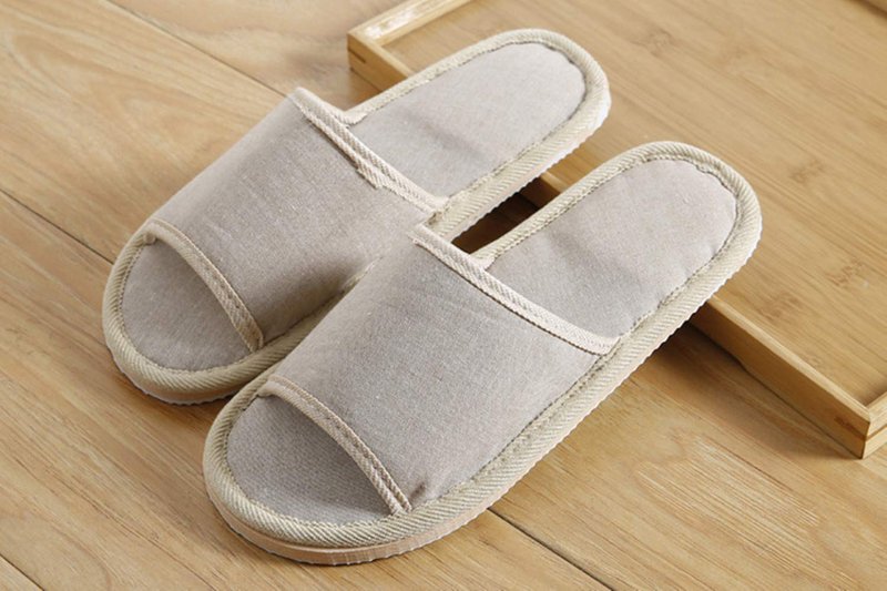 Open Toe Breathable Slippers - Casual Spa Slippers for Guests | Unisex Washable in Beige & Gray Sizes