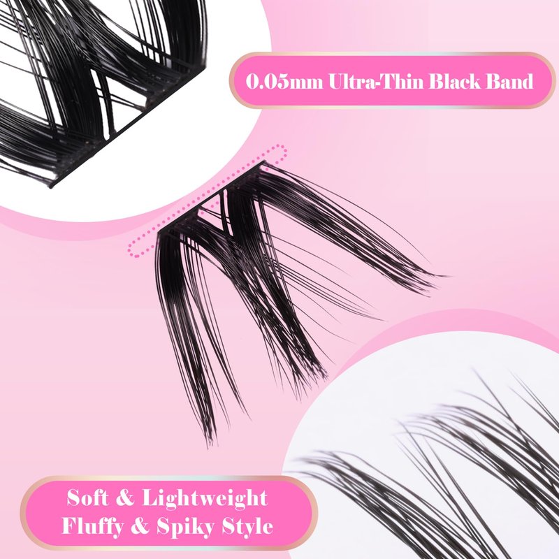 DIY Eyelash Extension Kit - Flicker Ultra Thin Band D Curl Individual Lashes | Waterproof & Long-Lasting Makeup