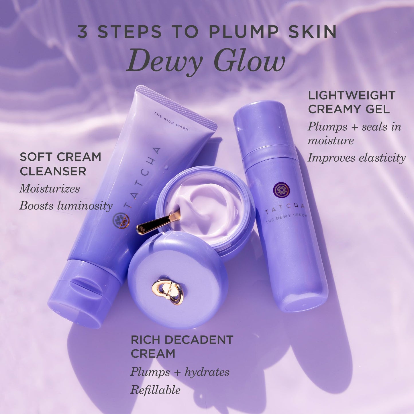 TATCHA The Dewy Serum | Hydrating Serum for Dry Skin | Smoother, Plumper & Dewy Skin with Hyaluronic Acid, Lactic Acid, and Squalane