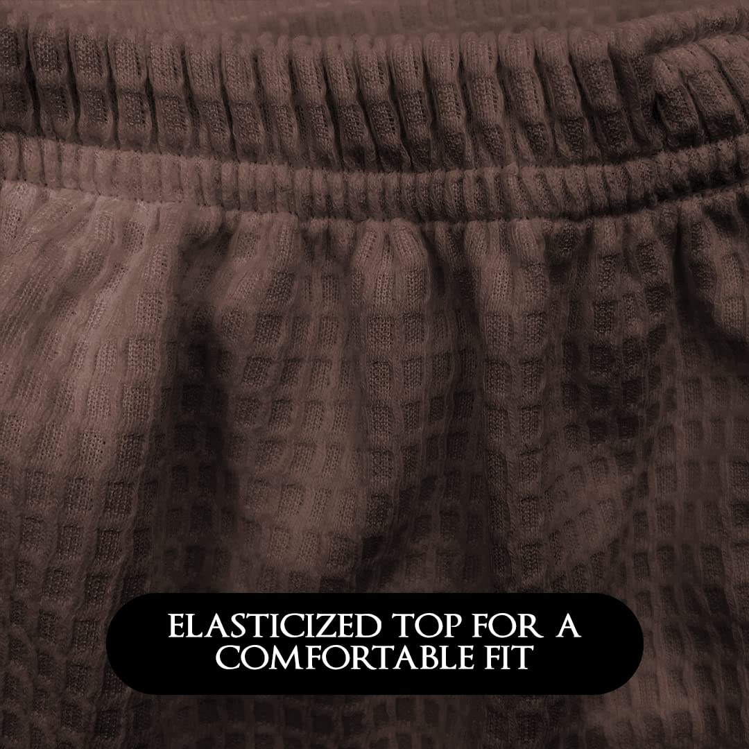 Canyon Rose Waffle Weave Long Spa Wrap, Simple Body Wrap, Luxurious Waffle Weave Knit, One Size Fits Most, Generous Length, Elasticized Top with Touch-and-close Fasteners at Top and Waist, Brown