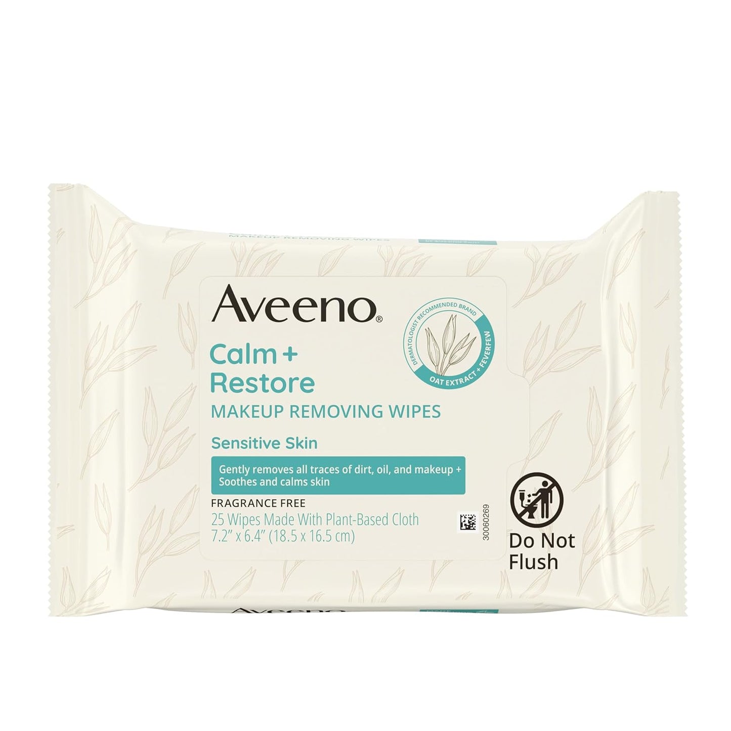 Aveeno Calm + Restore Makeup Remover Wipes - Unscented, Fragrance-Free Facial Towelettes with Oat Extract & Feverfew | 25 Ct