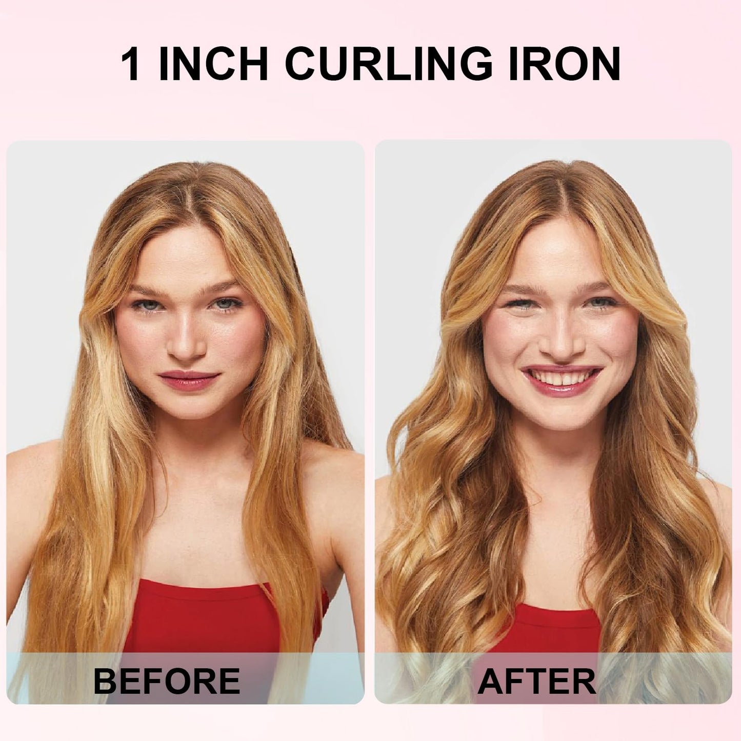 Vnina Curling Iron 1 Inch, Professional Long Barrel Hair Curling Wand with 2 Heat Settings, Ceramic Coating Barrel Curler Wand for All Hair Types, Include Heat Protective Glove & 2 Clips