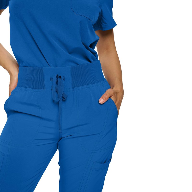 Monarch Uniforms Womens Jogger Scrubs Ribbed Jogger Scrub Pants for Women-(Royal Blue)-XL