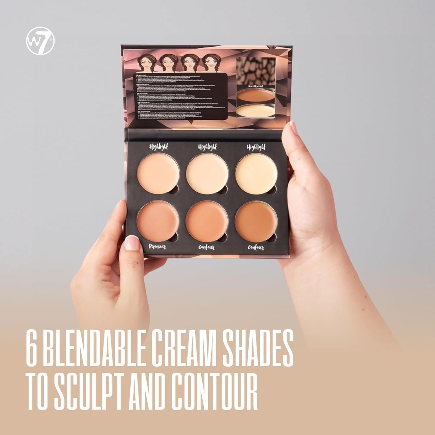 W7 Lift & Sculpt Face Palette Set - Cream Contour & Powder Duo for Flawless Glow | 2 Full-Size Palettes