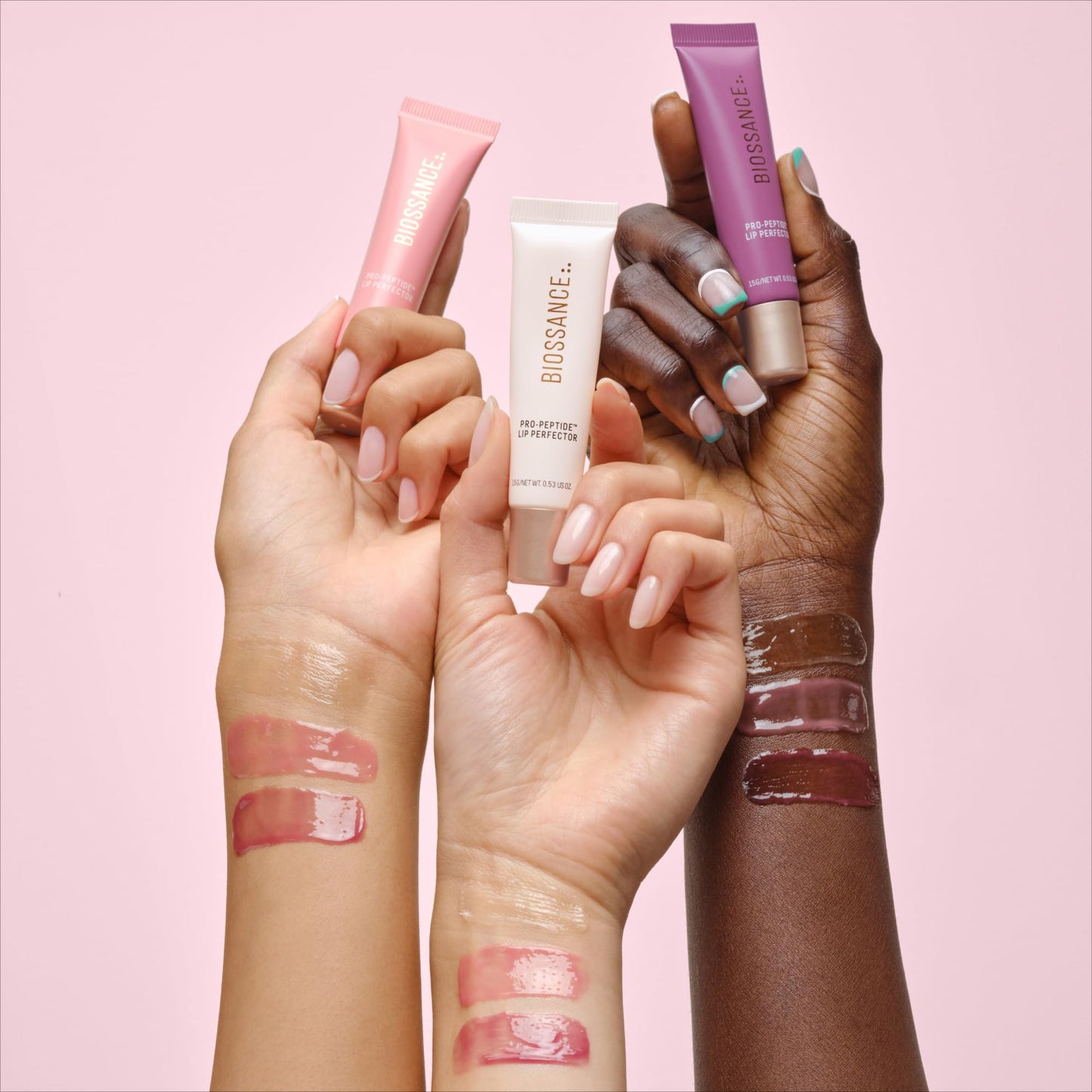Biossance Pro-Peptide Lip Perfector – Triple-Treat Vegan Lip Balm – Deeply Hydrating with Pro-Peptides & Hyaluronic Acid – Enhances Natural Lip Color – Silky, Glossy Finish in H2Glow, Clear