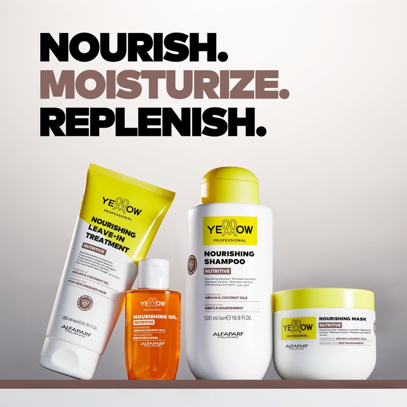 ALFAPARF MILANO Yellow Professional Nutritive Nourishing Shampoo for Dry Hair - Powered by Argan & Coconut Oils - Designed for Gentle Cleansing (16.9 fl oz / 500ml)