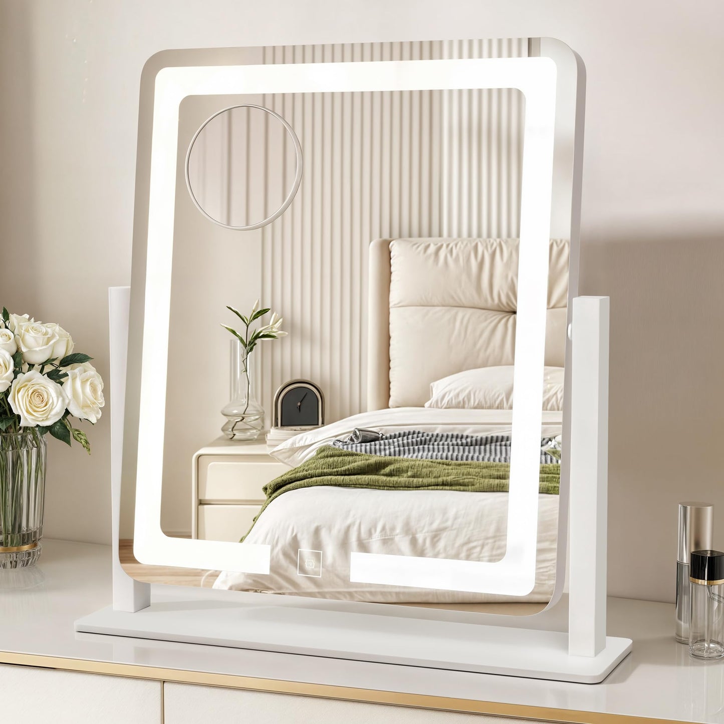 DWVO Vanity Mirror with Lights, 3 Color Lighting Modes, Magnification Mirror, Makeup Mirror with Smart Touch Control