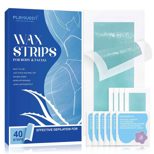 Wax Strips, 6 Calming Oil Wipes Hypoallergenic For Hair Removal, For Women and Men, Face Waxing Kit For Women, Body Wax Strips - Brazilian Waxing, Suitable For All Skin Types(40 Count)
