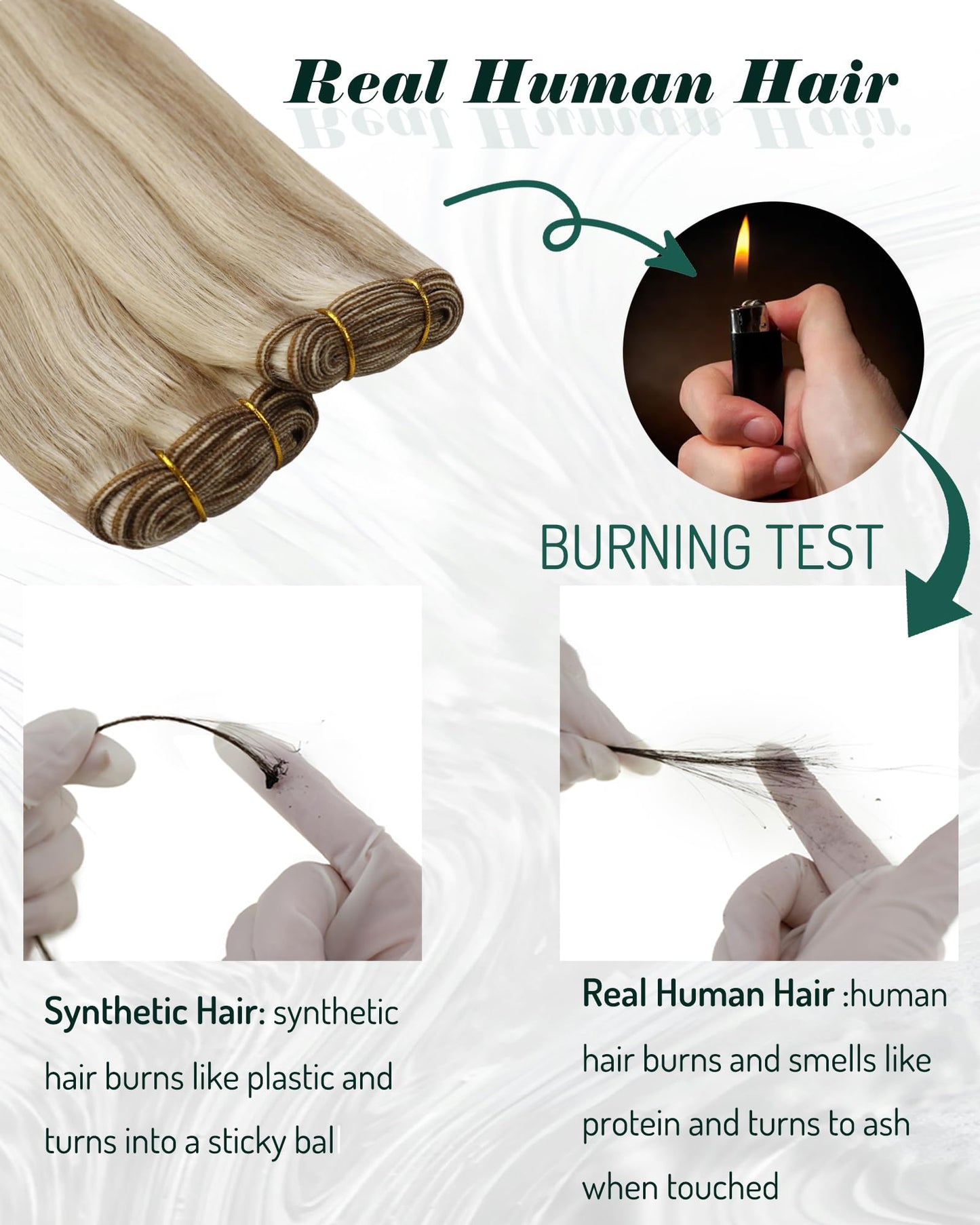 RUNATURE Brown With Blonde Sew In Hair Extensions Human Hair 12 Inch 70G