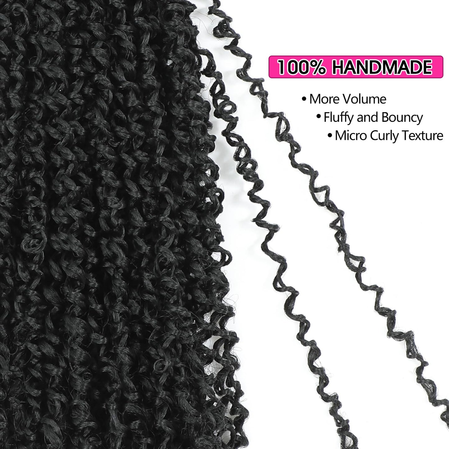 NAYOO 14 Inch Yanky Twist Crochet Hair - 8 Packs (30 Stands/Pack) Mini Passion Twist with Curly Ends Synthetic Natural Black Pre-Looped Crochet Braids Braiding Hair(14 Inch, 1B)