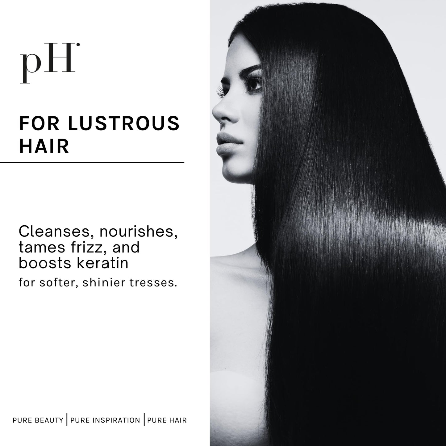 pH PURE HAIR Argan & Keratin Shampoo - Deeply Hydrating & Moisturizing Hair Shampoo for Damaged, Color-Treated Hair - Adds Shine, Strength & Softness - 8.45 oz