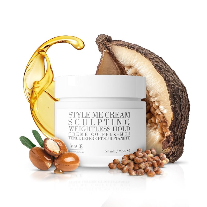 VoCÊ Haircare Natural Styling Cream | Anti-Frizz, Weightless Hold, Shine Enhancing, Non-Toxic, Vegan Haircare for All Hair Types with Argan Oil, Baobab Extract, Brazil Nut Oil (2 oz | 57 ml)