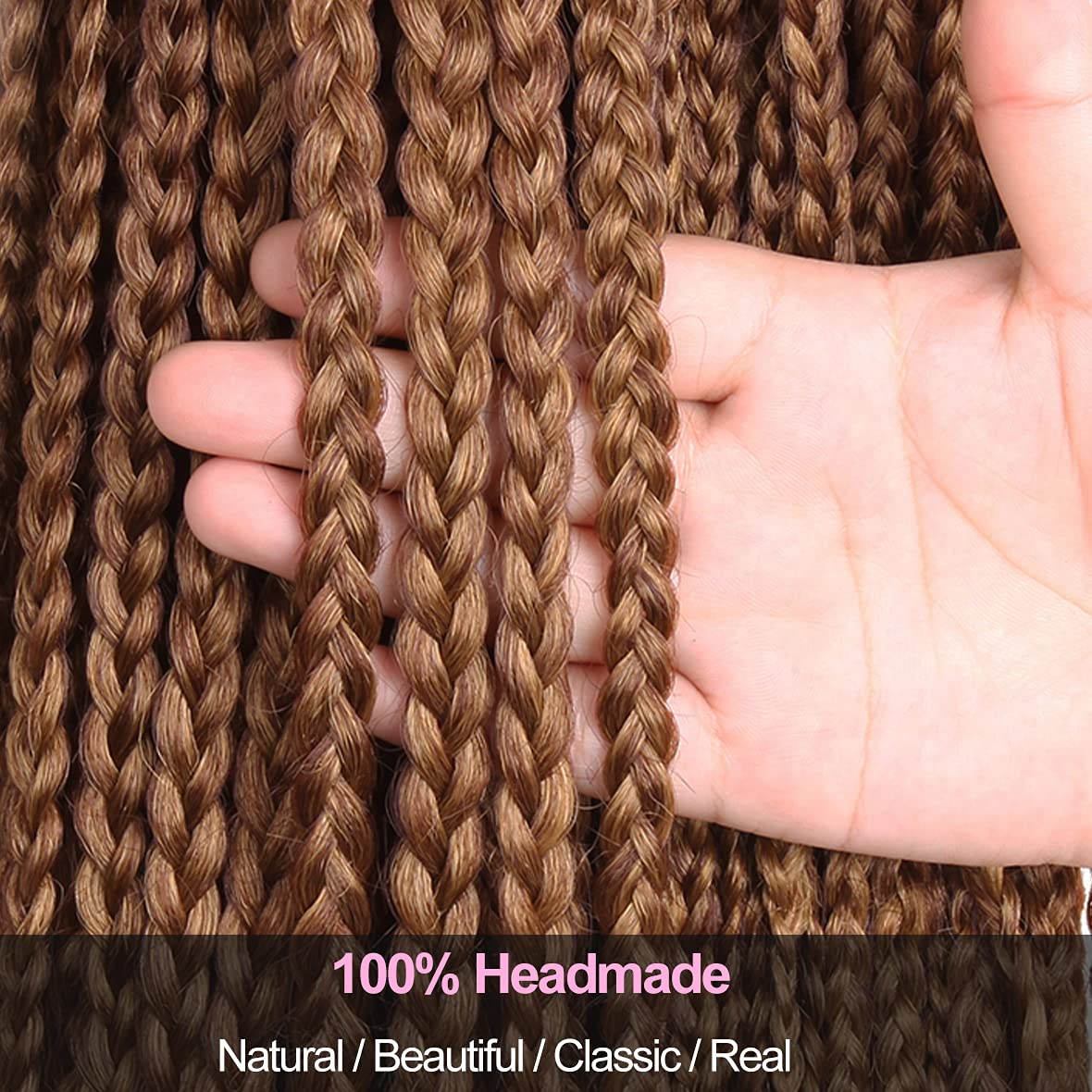 Unionbeauty 30 Inch 8 Packs Box Braids Crochet Hair Natural Black Pre-looped Medium Knotless Goddess Box Braids Synthetic Braiding Hair Extension for Woman 144 Strands 1B#