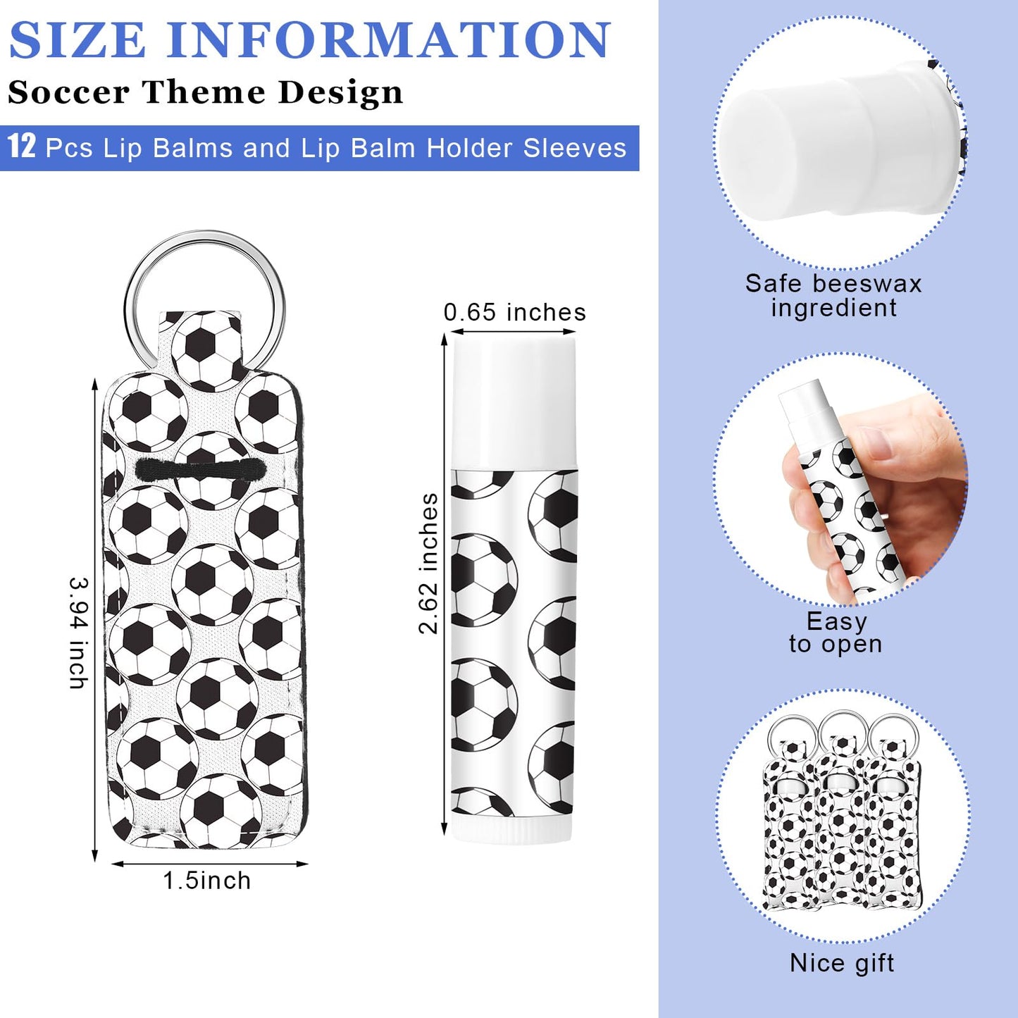 Locmeo 48 Pcs Soccer Team Gifts Include 12 Makeup Bags, 12 Hair Scrunchies, 12 Lip Balms, 12 Lip Balm Holders for Soccer Players, Girl Sports Team Accessories