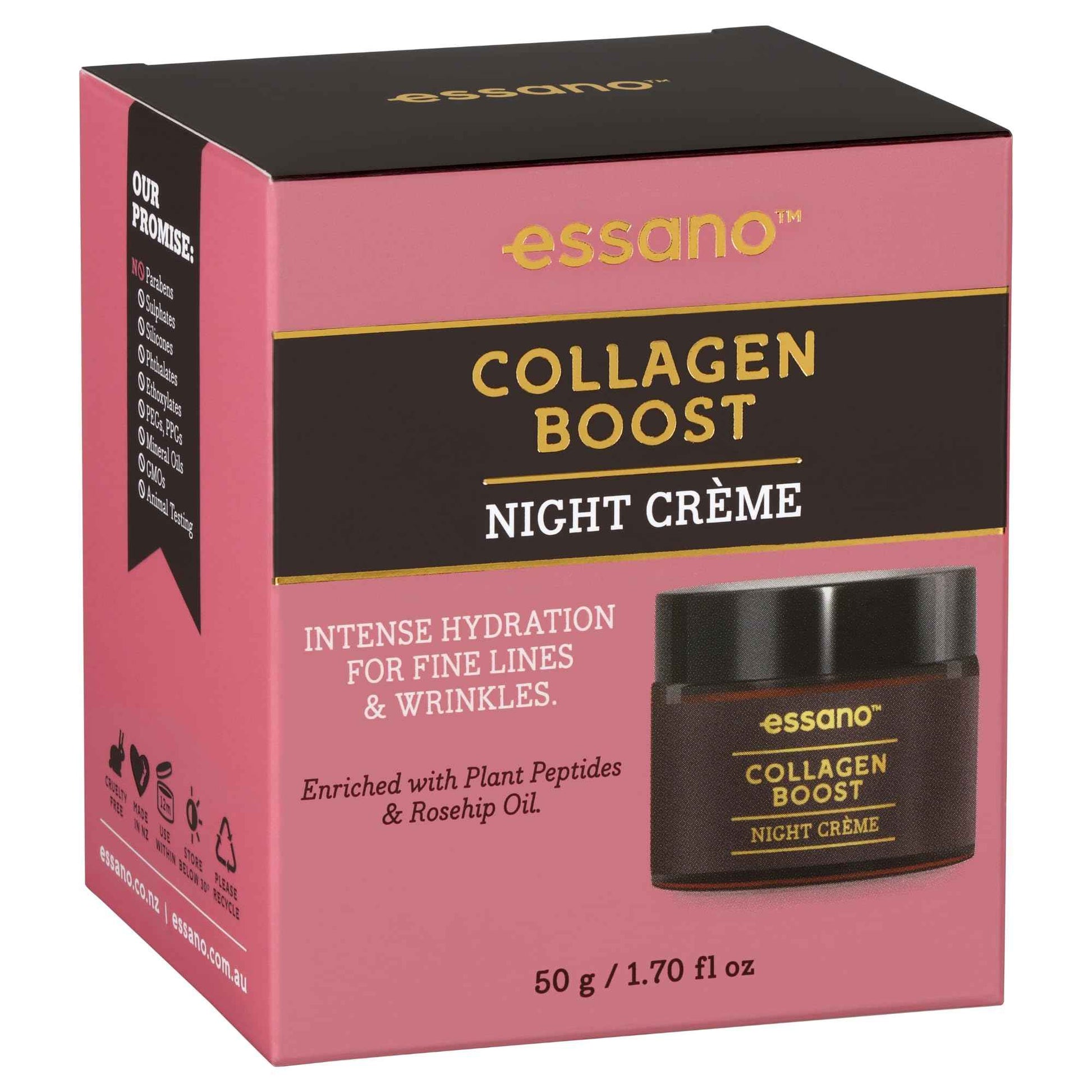 Essano Collagen Night Cream, Rejuvenating & Hydrating Skin Care, Helps Support Appearance of Wrinkles & Fine Lines, Intensive Overnight Collagen Face Cream For All Skin Types, Cruelty Free, 1.76 fl oz