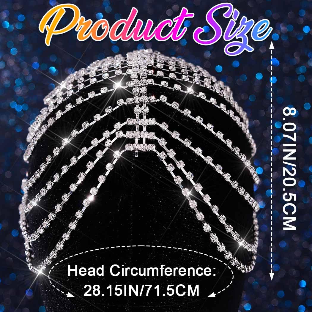 CAKURE 1920s Crystal Cap Headpiece Flapper Cap Headband Roaring 20s Headpiece Rhinestone Art Deco Party Hair Accesories for Women (b-silver, one size)