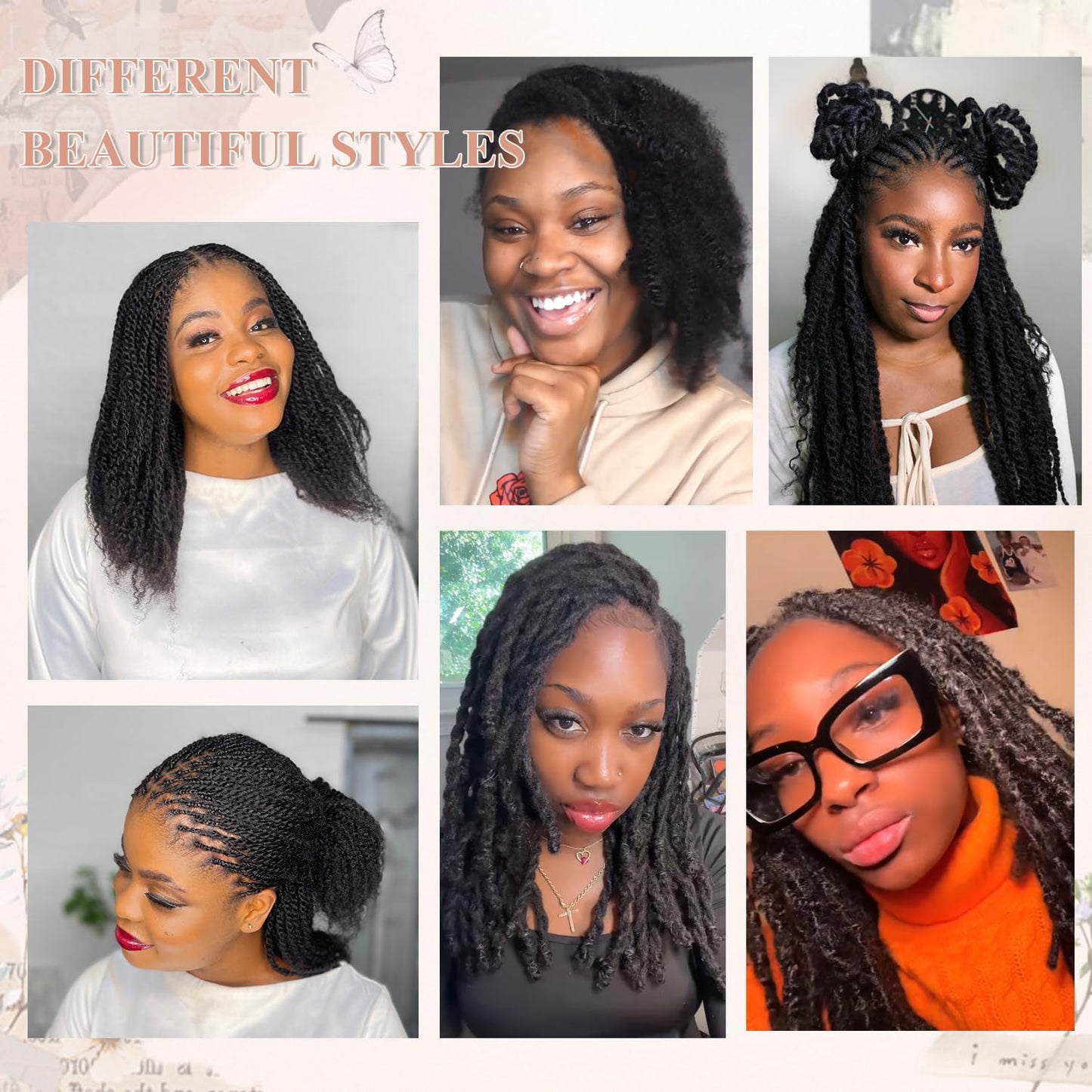 Teresa Springy Afro Twist Human Hair for Braids and Dreadlocks, Natural and Soft pre Fluffed Spring Twist Hair Can be Dyed and Bleached (12 Inch, 50g/Pack)