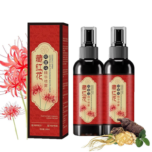 YeyiLidu 2Pcs Saffron Hair Spray,Herbal Black Hair Spray,Saffron Hairs Blackening Spray,Essence Spray Saffron and Polygonum Multiflorum Leaving Hairs Shiny Non-Frizzy