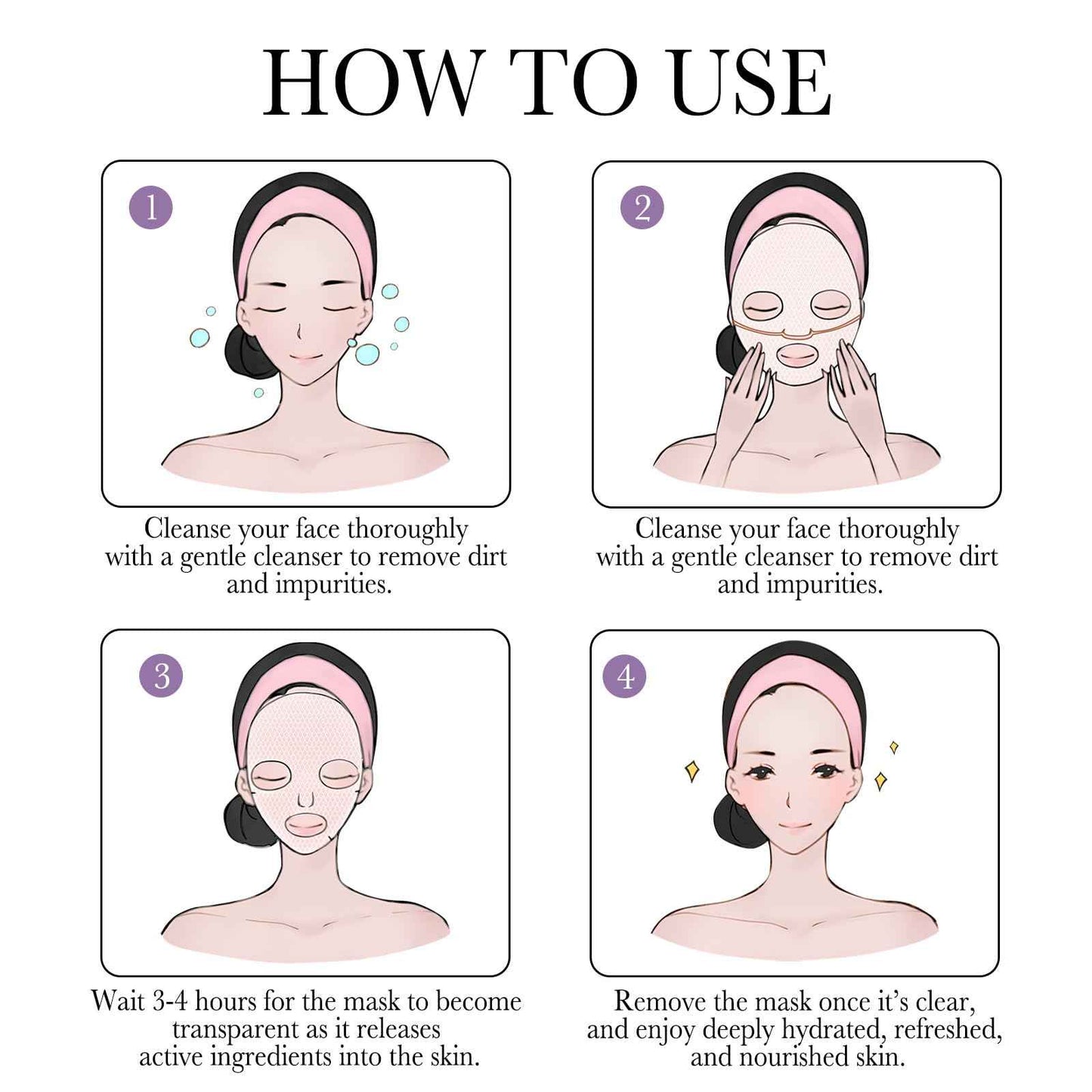 6PCS Bio Collagen Face Mask Overnight Real Deep Skincare Deep Anti Wrinkle Lifting Mask for Pore Minimizing Firming Elasticity and Wrinkle(3pcs White&3pcs Purple)