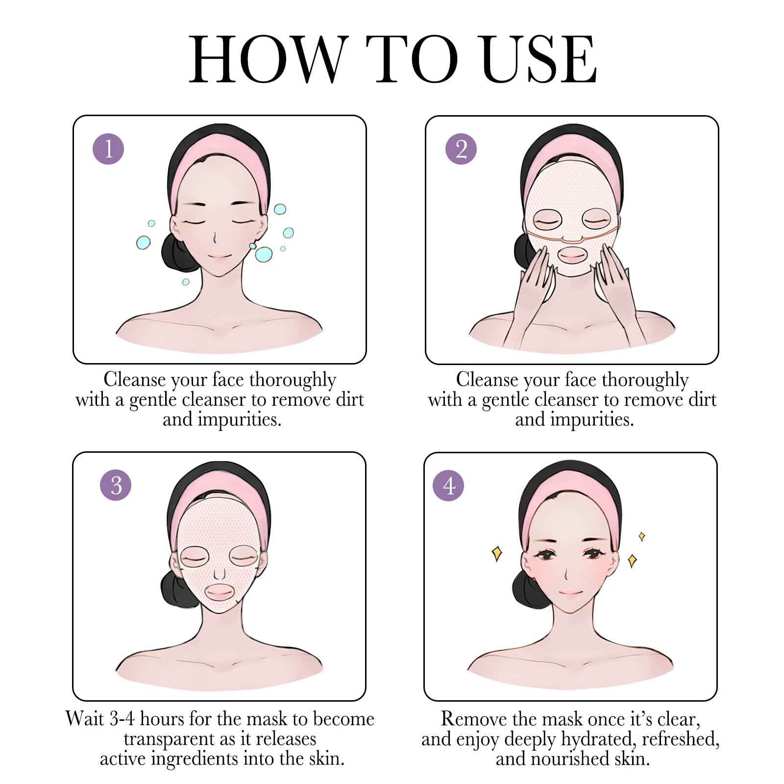 6PCS Bio Collagen Face Mask Overnight Real Deep Skincare Deep Anti Wrinkle Lifting Mask for Pore Minimizing Firming Elasticity and Wrinkle(3pcs White&3pcs Purple)