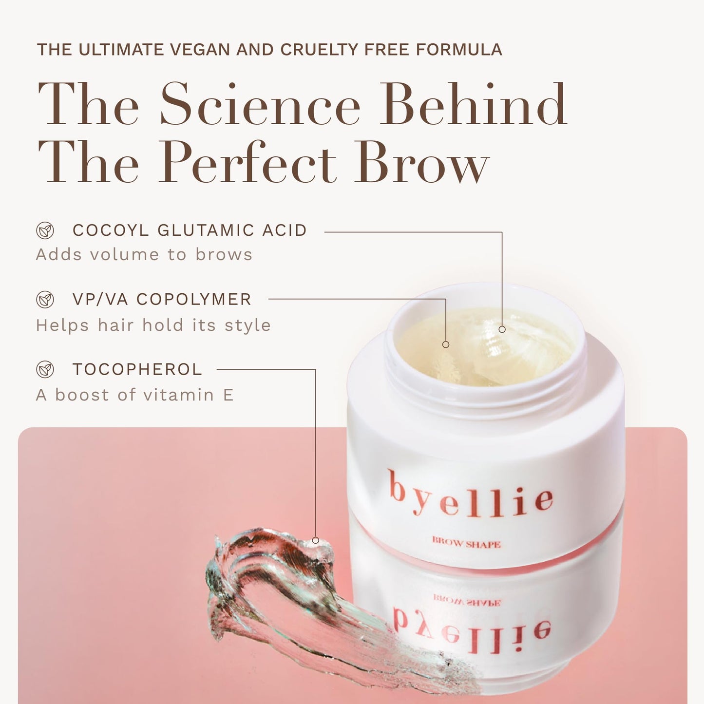 Byellie Brow Texture 12ml, Soft-Hold, Texturising Clear Eyebrow Gel, Define & Shape, Flexible Hold, No White Cast or Residue, Easy to Use Fluffy Brow Look, Natural Makeup, Vegan & Cruelty Free