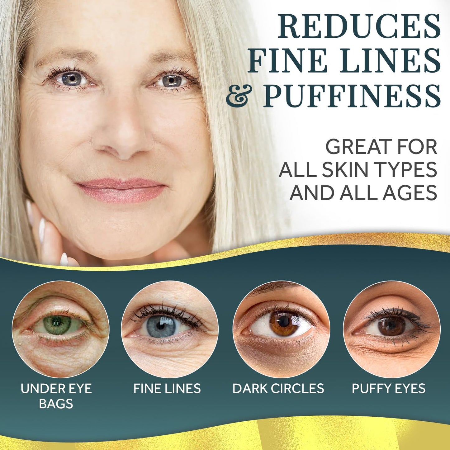 Forehead & Under Eye Wrinkle Patches - Collagen & Hyaluronic Acid Skin Pads | 52 Golden Sachets