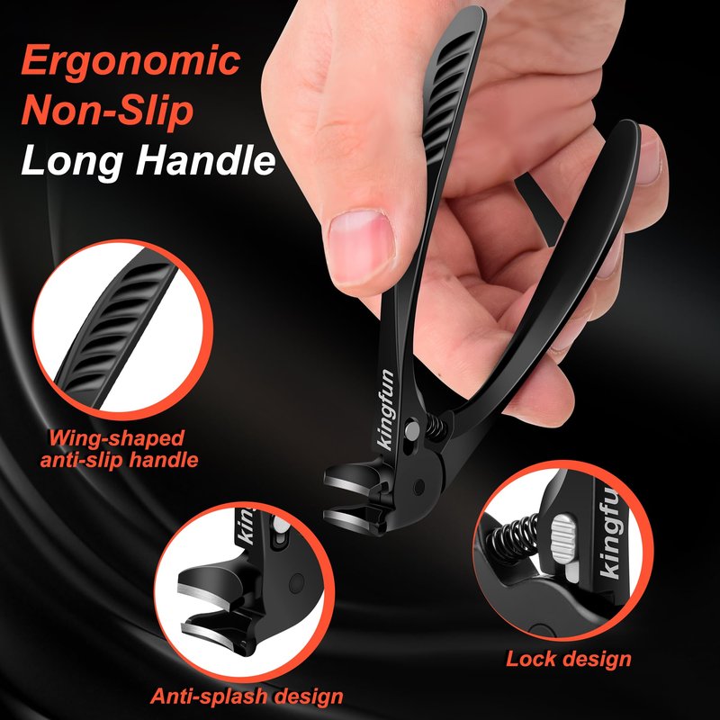 Kingfun Long Handled Toenail Clippers for Seniors - Ergonomic Non-Slip Grip Toe Nail Clippers for Thick Nails for Elderly with Pro-Grade Steel File