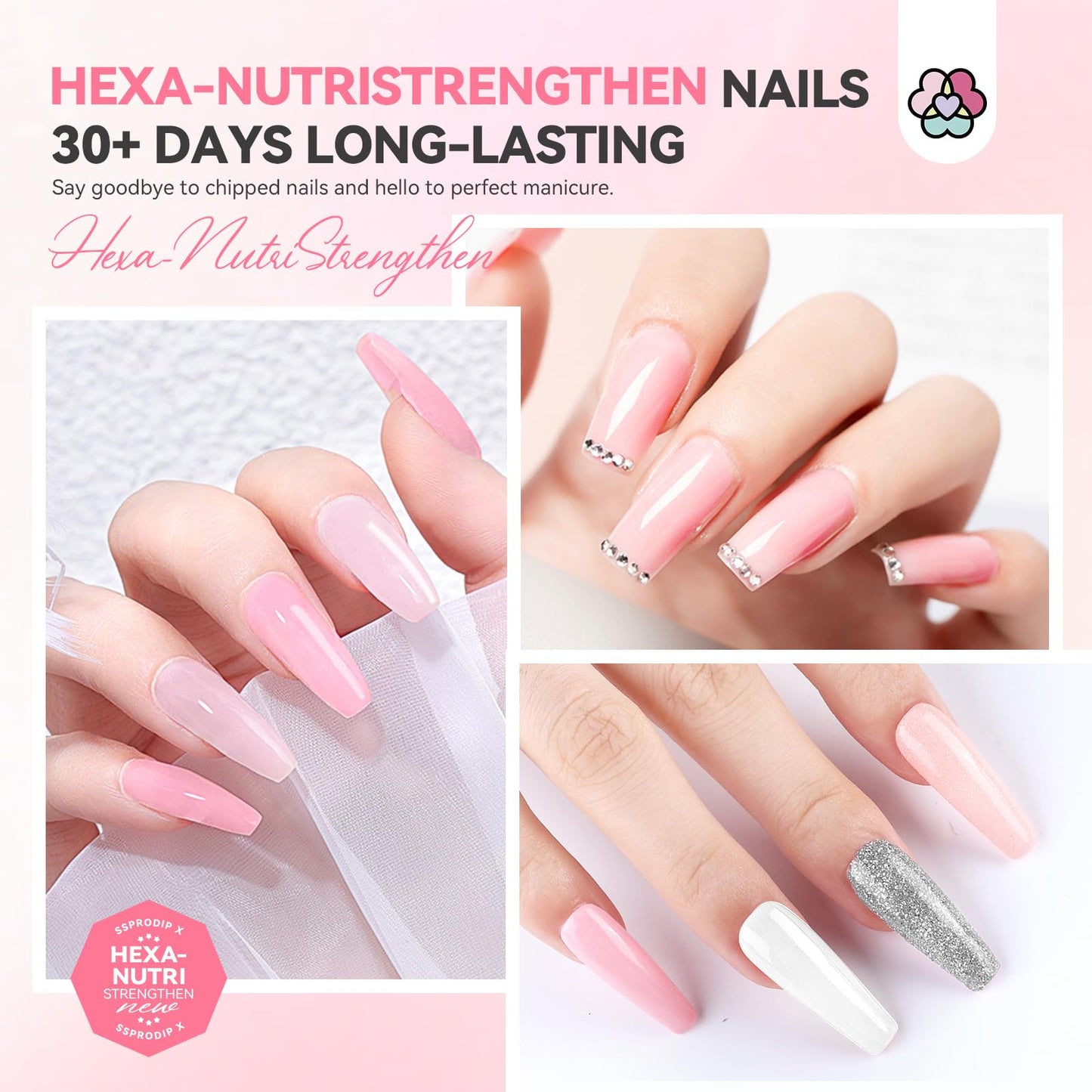 SAVILAND 103 Pcs Dip Powder Nail Kit with Nail Drill: 30 Colors Pink Glitter Blue Purple Dip Nails Powder Starter Kit Dipping Liquid Set Dip Base & Top Activator Brush Saver Manicure Christmas Gift