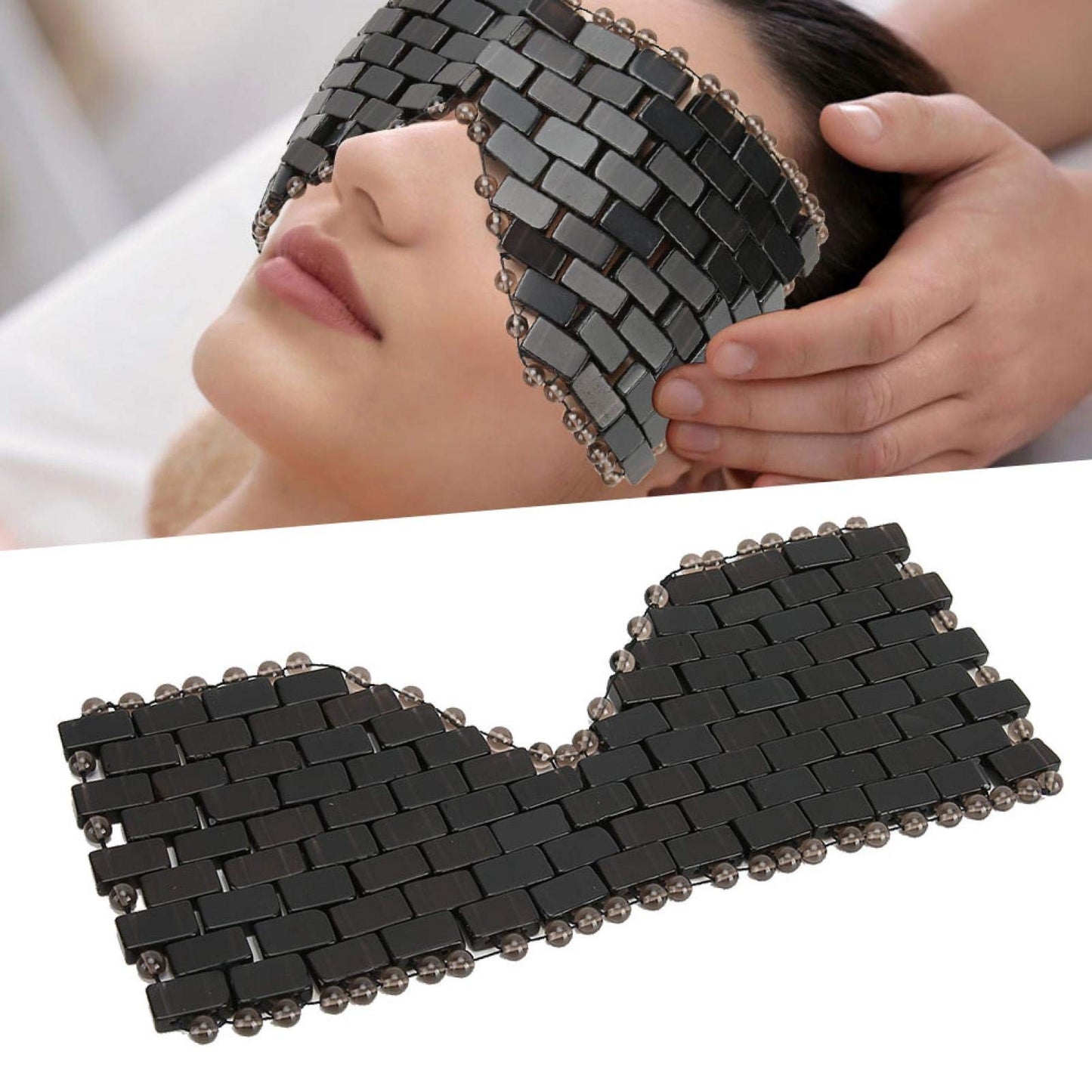 Jade Stone Eye Mask, Cooling Eye Mask Sleep Masks Eye Treatment for Puffy Eyes Dark Circles Jade Mask for Sleeping Masks Soothe Eye Fatigue(Obsidian)