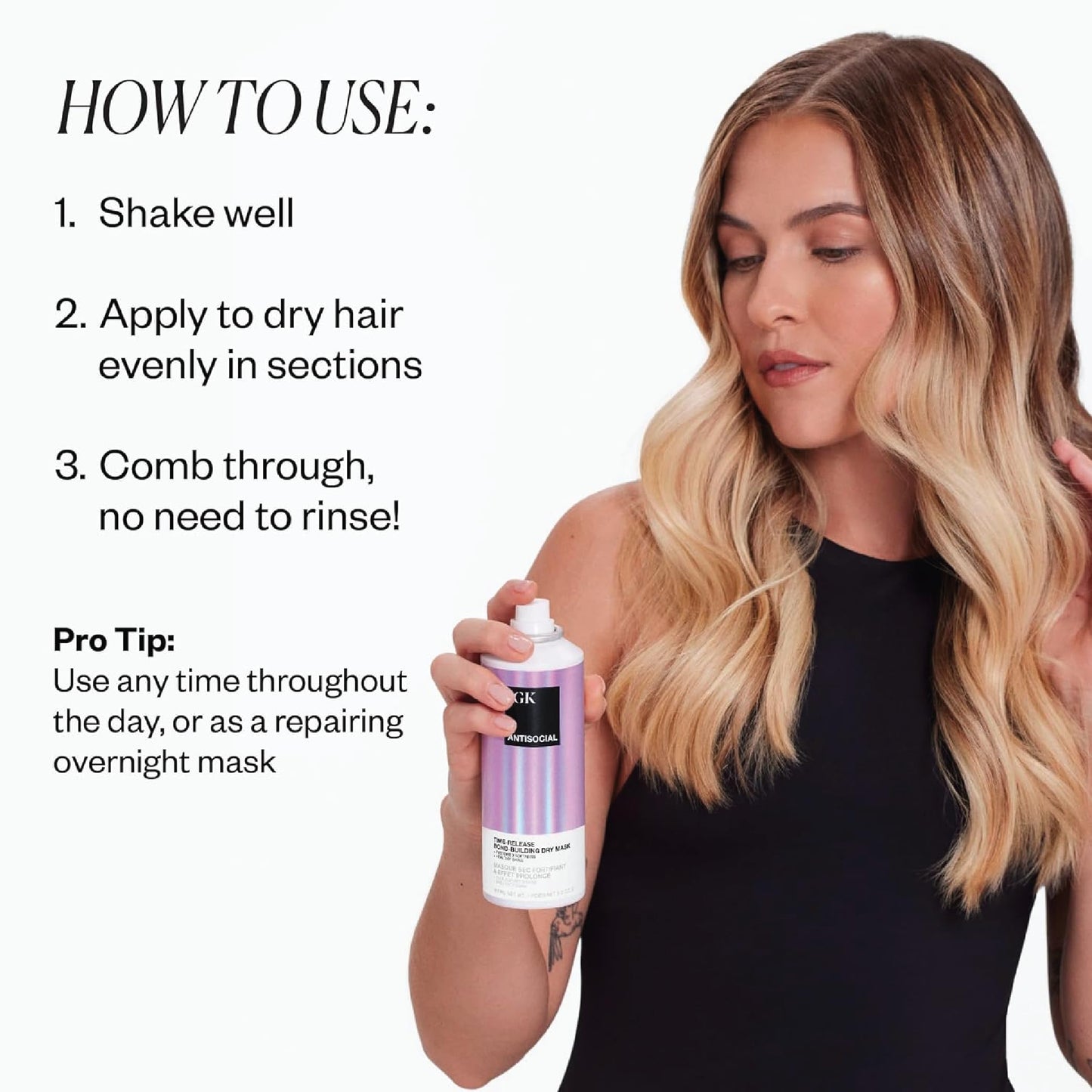 IGK Hair Treatment Travel Size Set | Antisocial Dry Hair Mask + Good Behavior Spirulina Spray | Overnight Bond-Building + Keratin Like Smoothing Spray | Vegan + Cruelty-Free | Set of 2