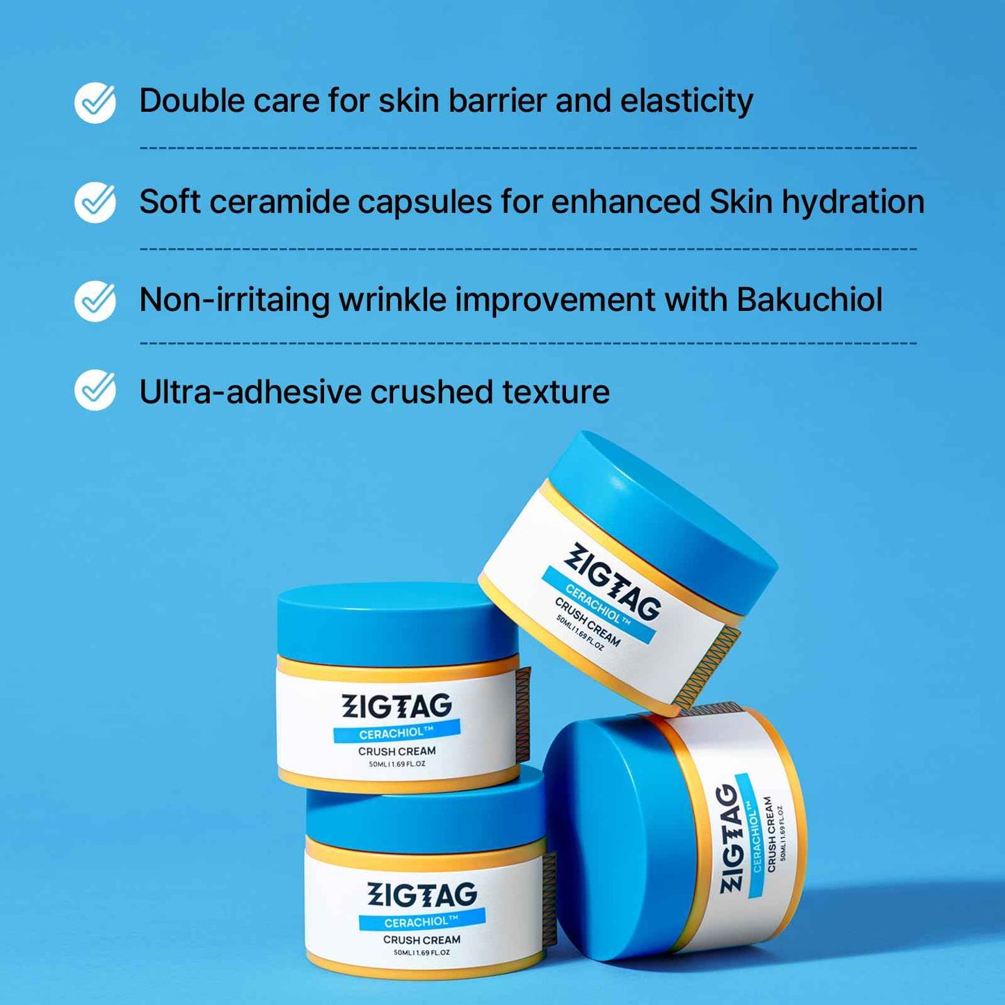 ZIGTAG Cerachiol Crush Cream | Skin Barrier & Hydration Repair with Ceramide Cream | Face Moisturizer for Dry & Sensitive Skin | Korean Skin Care, 1.69 oz