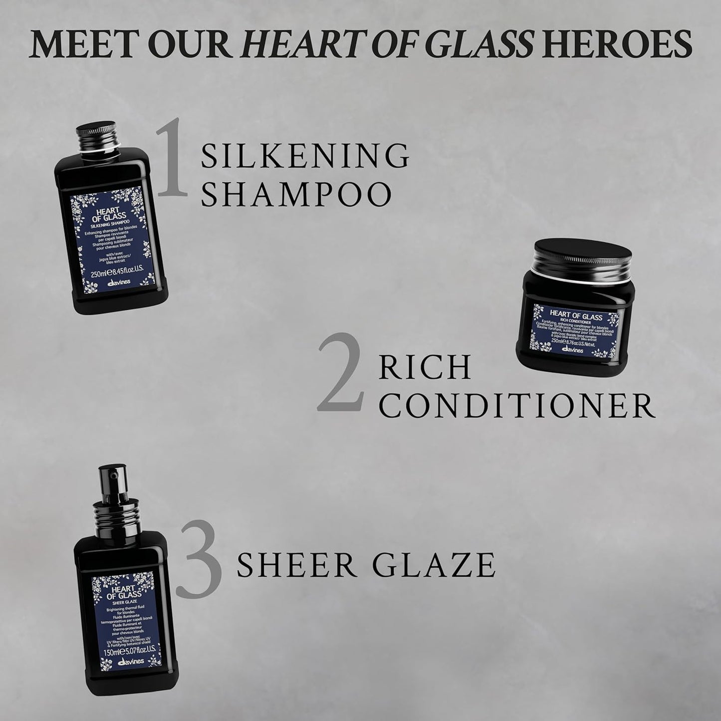 Davines Heart of Glass Silkening Shampoo - Nourishing Protection for Blonde Hair | 8.5 Fl Oz