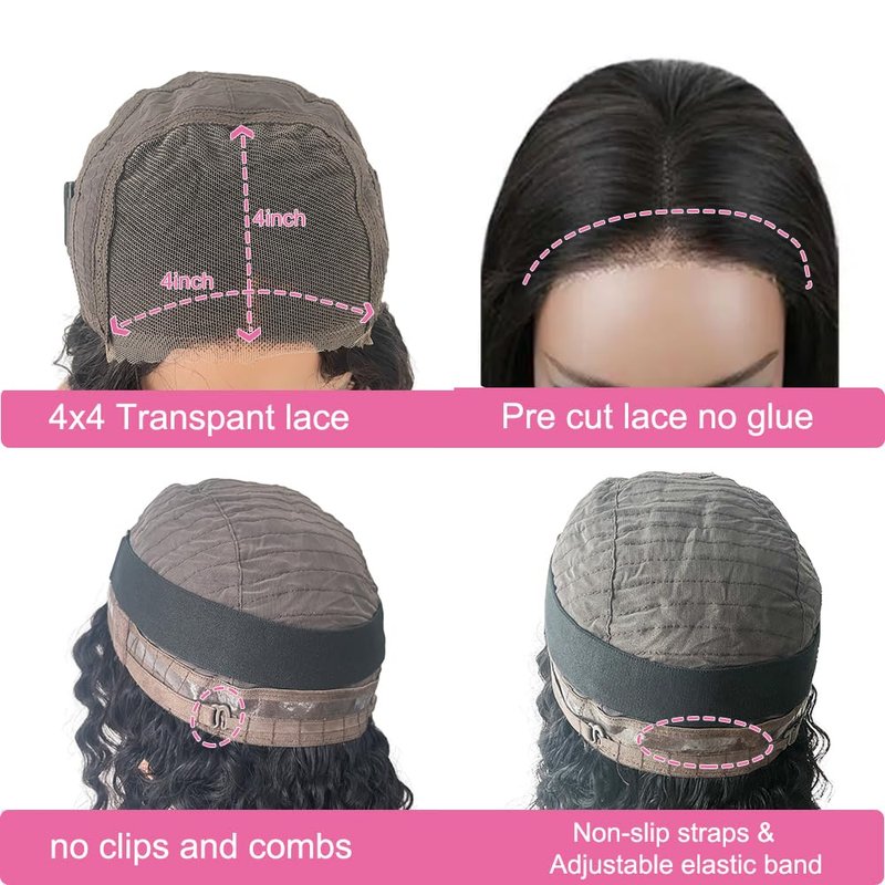 Curly Bob Wig - 12 Inch Human Hair Water Wave | Glueless 4x4 Lace Closure, Pre Plucked, Short Bob for Beginners