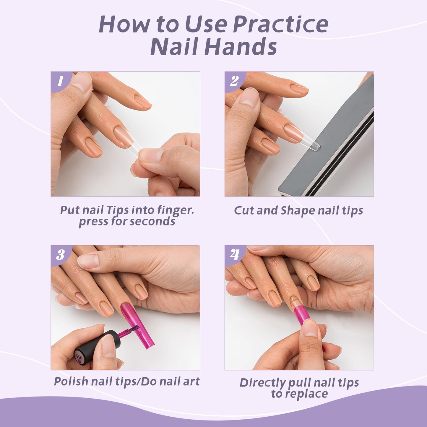 Veikmv Realistic Silicone Practice Hand for Acrylic Nails, Flex Fingers