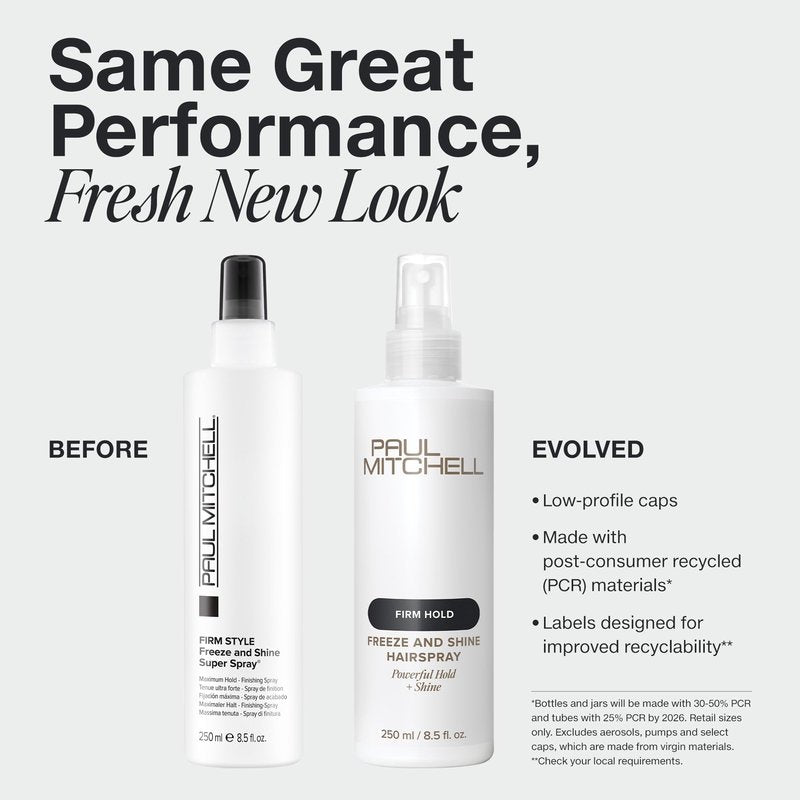 Paul Mitchell Freeze and Shine Hairspray, Powerful Hold + Shine, For Coarse Hair, 33.8 fl oz