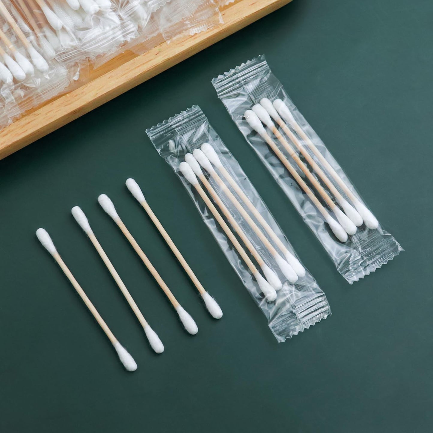 500 Pack Cotton Swabs, Individually Wrapped Cotton Swab, Individually Wrapped Double Tipped Wooden Sticks for Ear, Make-up(4pcs per Bag, 500 Bags, Double Round End)