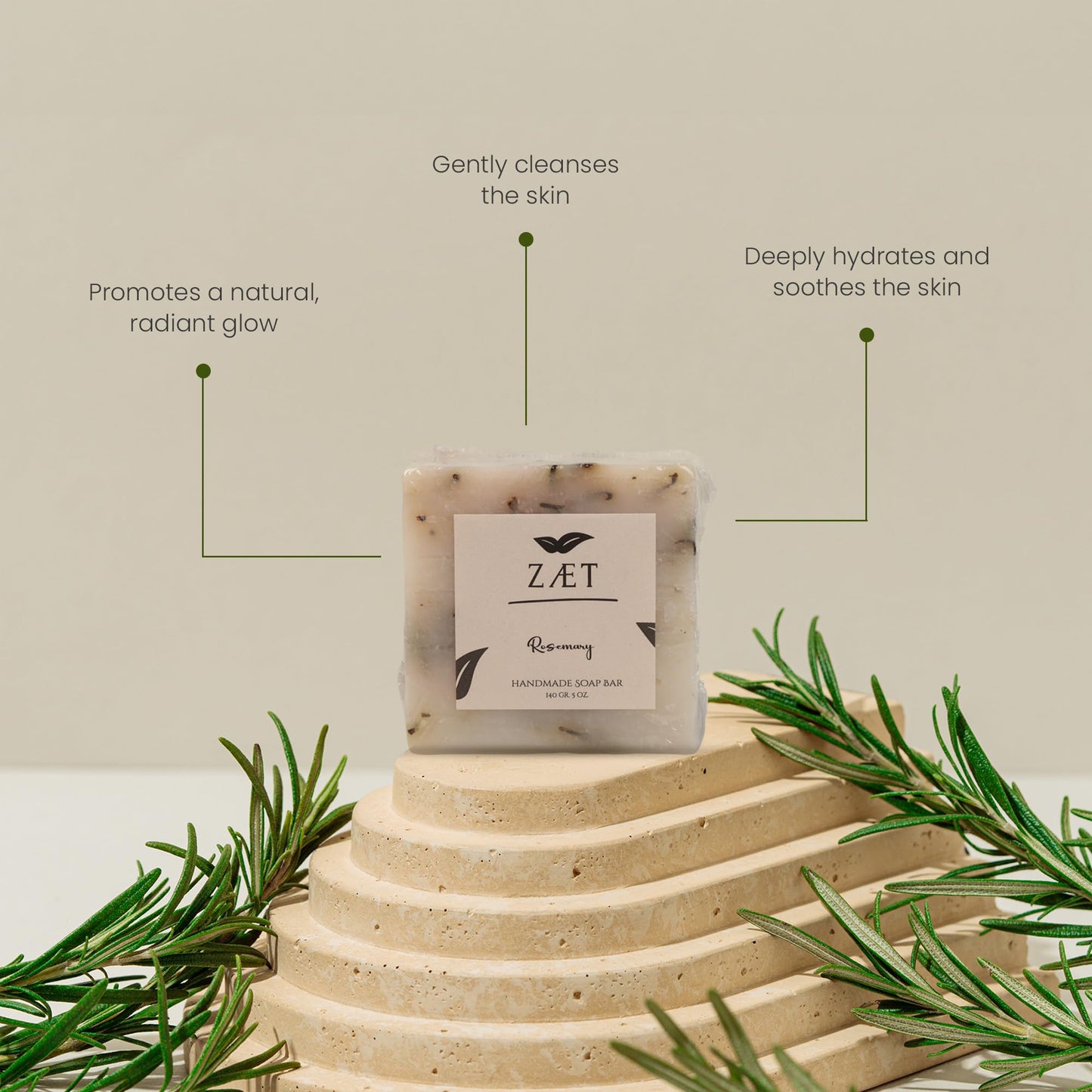 8-Pack Rosemary Bar Soap – Made with Rosemary Leaves, Olive Oil and Coconut Oil - Luxury Handmade Soap Bar for Face, Body and Hands - Gently Cleanses and Hydrates All Skin Types- For Men and Women