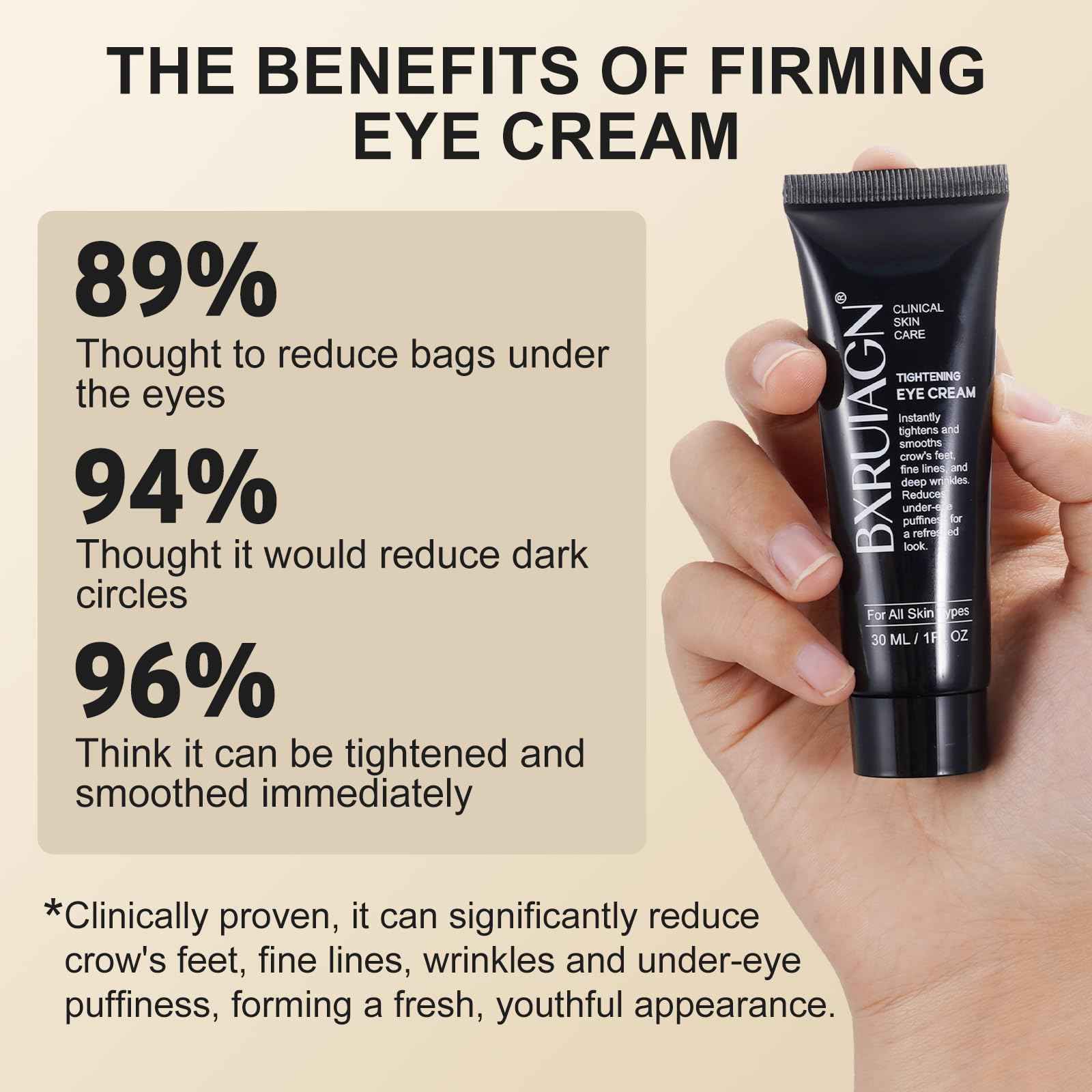 Instant Eye Tightener - Quickly Reduces Dark Circles, Eye Bags, Puffiness and wrinkles, Locks in Moisture(30ML)