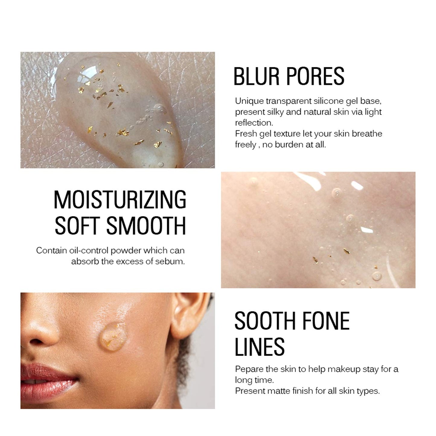 SACE LADY Face Makeup Primer Set, Big Pores Minimizer Perfect Cover, Matte Blur Pore Eraser Filler, Smooth Fine Lines Wrikles, Makeup Base Foundation Primer Gold Foil Infused (6ml/0.2Fl Oz,Pack of 3)
