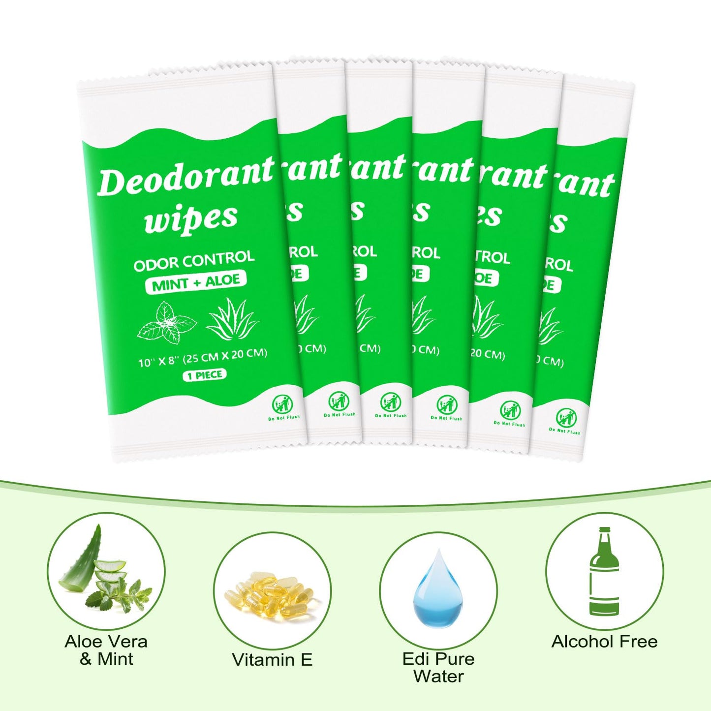 Travel Deodorant Body Shower Wipes Deodorizing Bathing Wipes, Disposable No Rinse Adults Women Men Individually Wrapped Underarm Sweat Antiperspirant Bath Wipe for Travel Camping Gym (Green, 200 Pack)