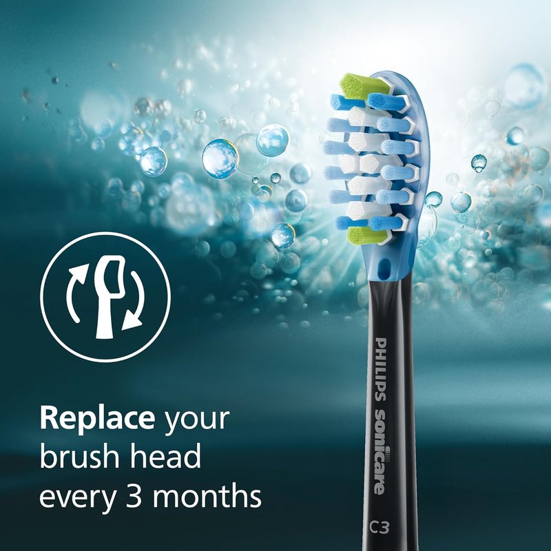 Philips Sonicare C3 Replacement Electric Toothbrush Heads - 2 Pack, Black, HX9042/95