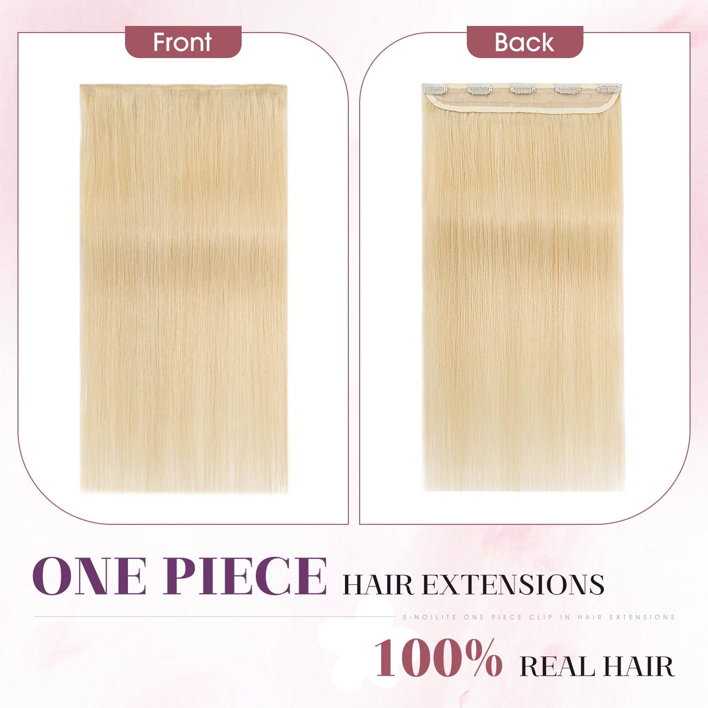 S-noilite Clip in Human Hair Extensions One Piece 5 Clips 3/4 Full Head Clip on Remy Hair Extension For Women Lighter One-Piece Design 20Inch 50g Natural Black