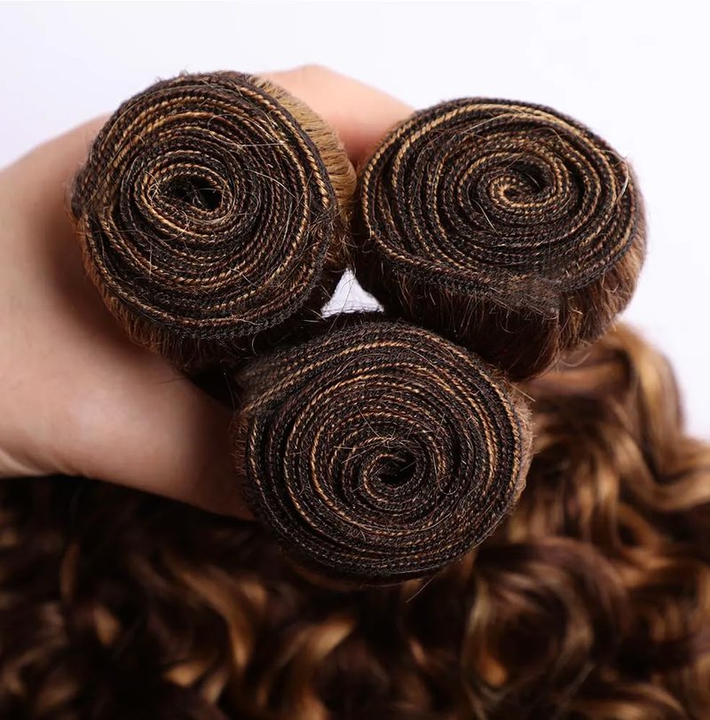 Kinky Curly Human Hair Bundles - P4/30 Ombre Brazilian Virgin Remy Extensions | 12-14-16 Inch, 300G