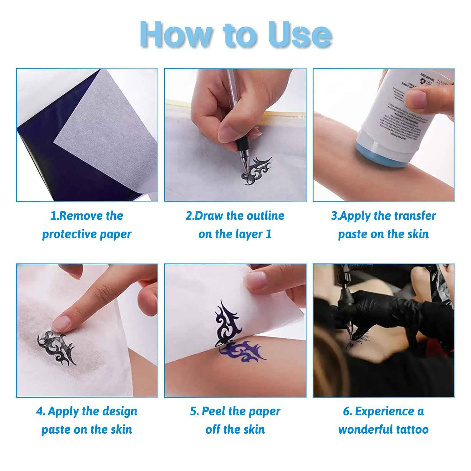 Combofix 25PCS Tattoo Skin with Transfer Paper Kit, Include 5PCS 3MM Blank Tattoo Practice Fake Skin and 20PCS Transfer Paper for Beginners & Artists Tattooing Supplies