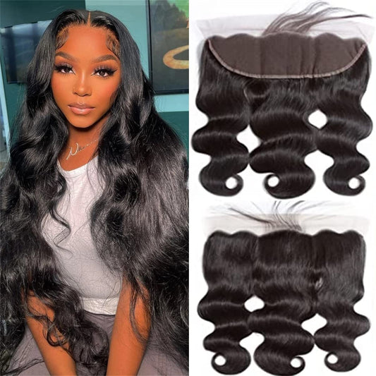 13x4 Body Wave HD Lace Frontal Human Hair 16 Inch Body Wave Ear to Ear Transparent Lace Frontal Only 100% Unprocessed Brazilian Virgin Human Hair Closure Pre Plucked with Baby Hair