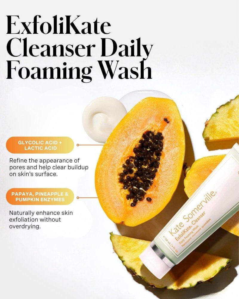 Kate Somerville ExfoliKate Cleanser – Daily Exfoliating Foaming Face Wash, Clinically Formulated Glycolic Acid and Lactic Acid Gentle Facial Scrub, 8 Fl Oz