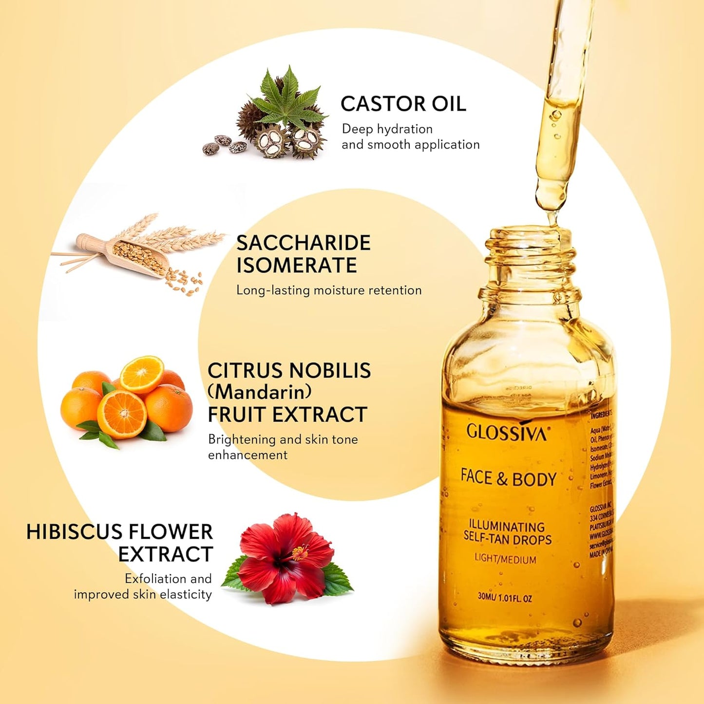 Self Tanning Drops - Achieve a Natural Sun-Kissed Bronze Glow | Gradual Face & Body Tanner, 1.01 Fl Oz