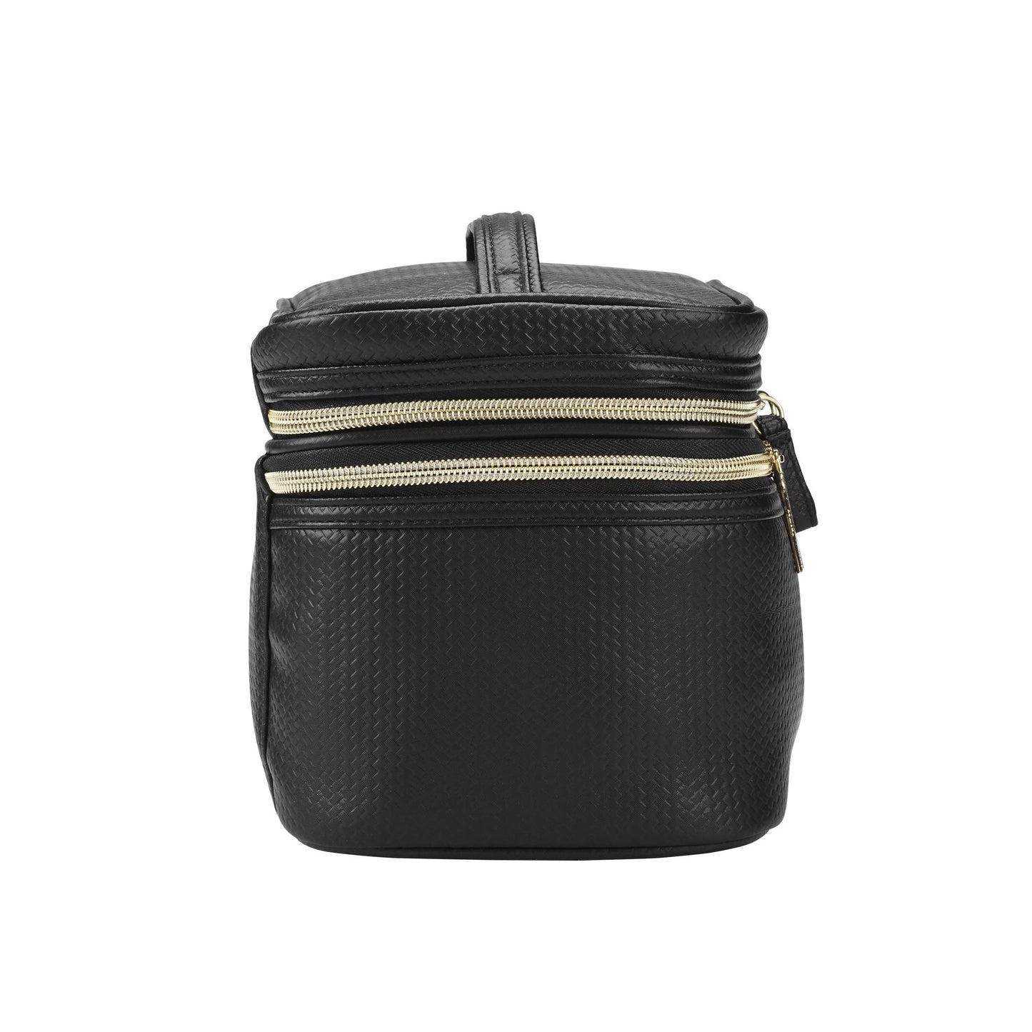 Conair Travel Makeup Bag, Large Toiletry and Cosmetic Bag, Perfect Size for Use At Home or Travel, Five Piece Train Case Set in Black