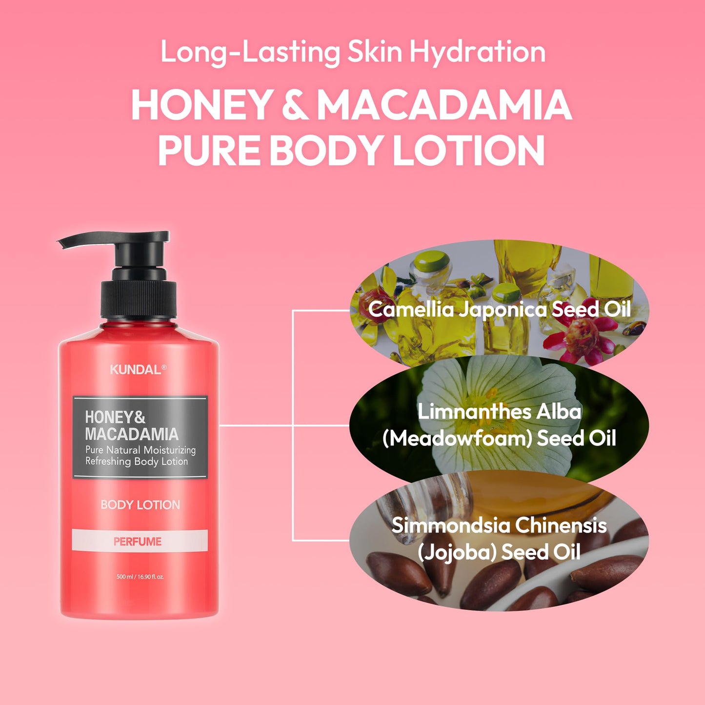 KUNDAL Honey & Macadamia K Beauty Body Lotion, Baby Powder, 16.9 Fl Oz - Deep Hydration, Gentle-Feeling Skin Care, Aloe Vera, Moisturizing, Hypoallergenic (A. White Musk)